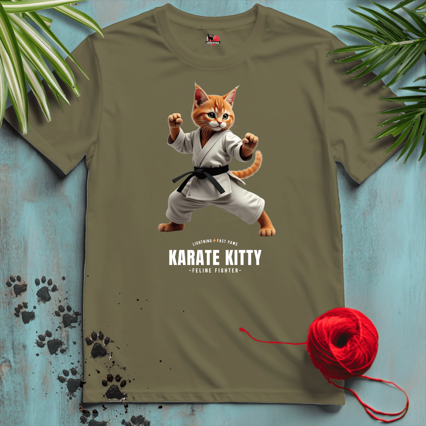Printify T-Shirt Military Green / S KARATE🥋KITTY T-shirt