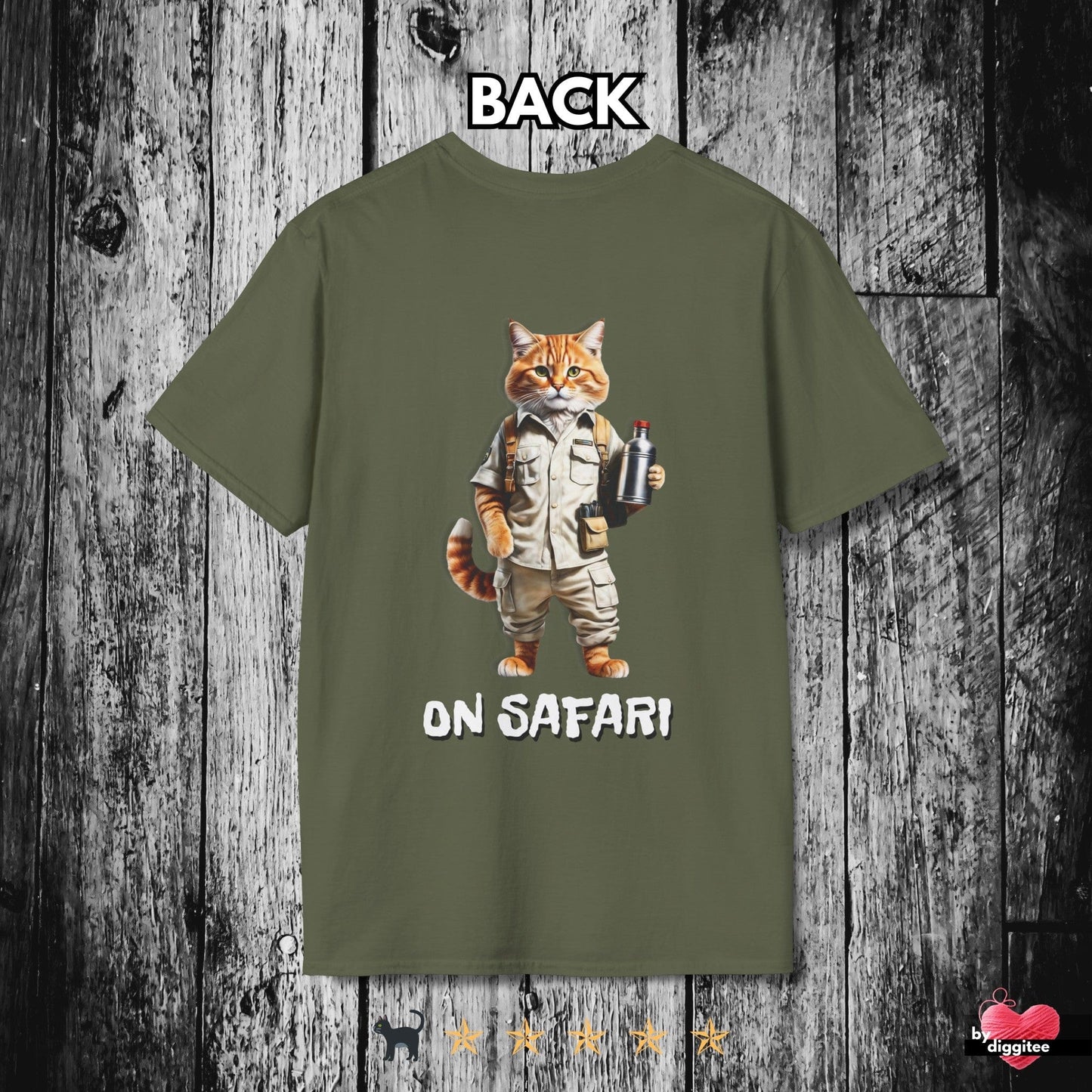 Printify T-Shirt Military Green / S ON SAFARI ๐ BACK Print