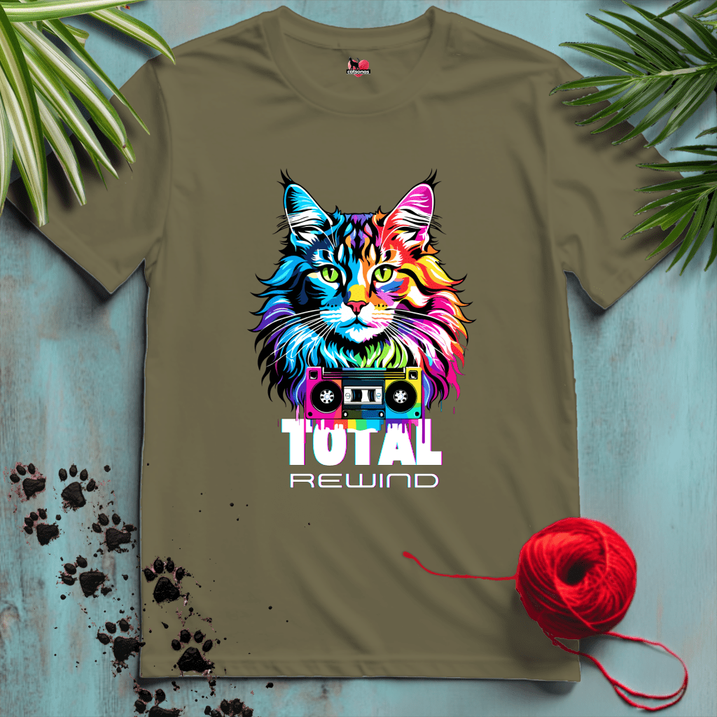 Printify T-Shirt Military Green / XL TOTAL-Rewind ๐น MUSIC-POP-ART | Music Cats Collection