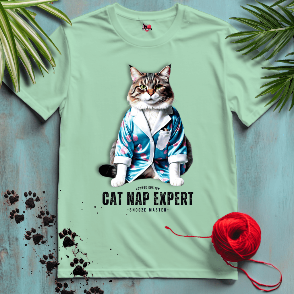 Printify T-Shirt Mint Green / S CAT-NAP-EXPERT 💤 SLEEP-SNOOZE-NAP |Lifestyle Cats Collection