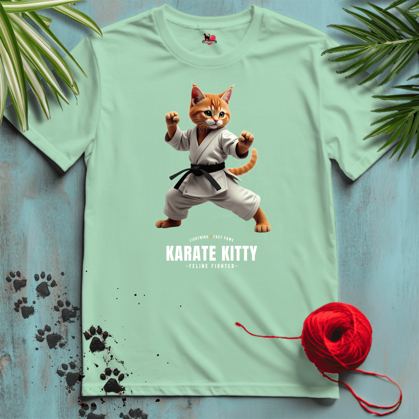 Printify T-Shirt Mint Green / S KARATE🥋KITTY T-shirt