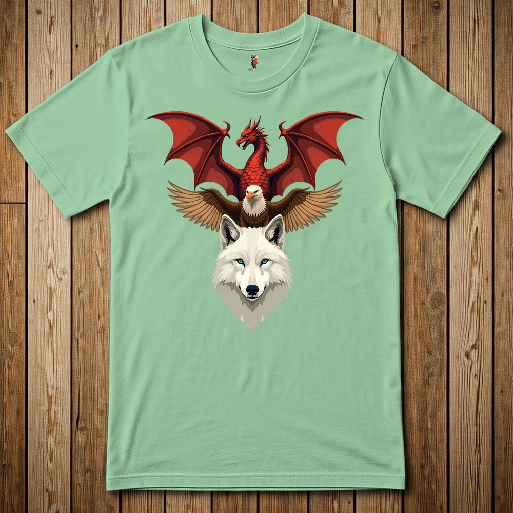 Printify T-Shirt Mint Green / S Wolfe Eagle Dragon
