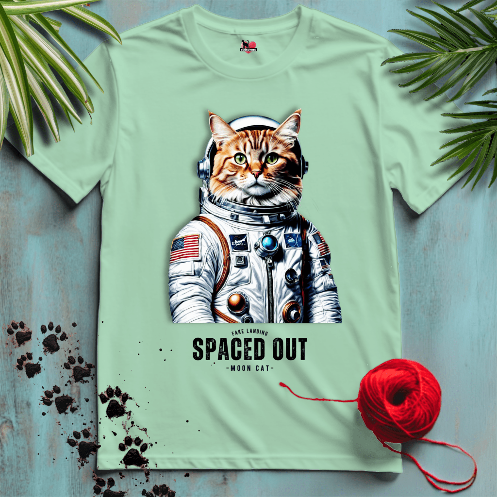 Printify T-Shirt Mint Green / XL ASTRO-CAT 🚀 SPACED-OUT | Funny Cats Collection