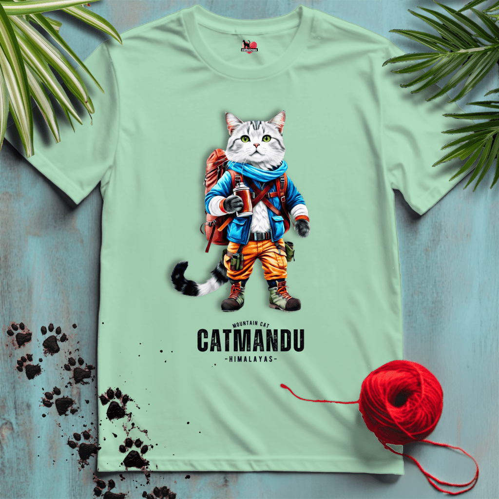 Printify T-Shirt Mint Green / XL CATMANDU 🏔️ MOUNTAIN-CAT | Adventure Cats Collection