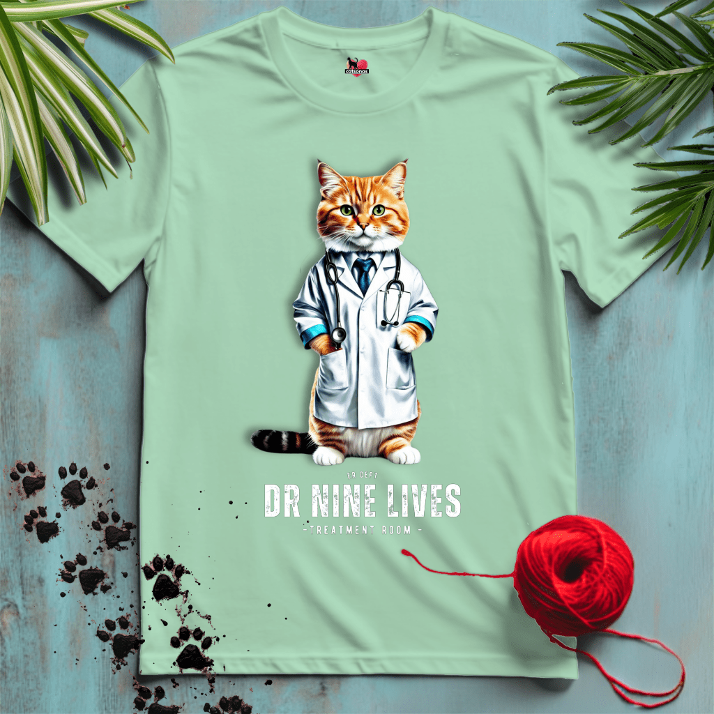 Printify T-Shirt Mint Green / XL DR-NINE-LIVES 🚑 OPERATIONS | Healthcare Cats Collection