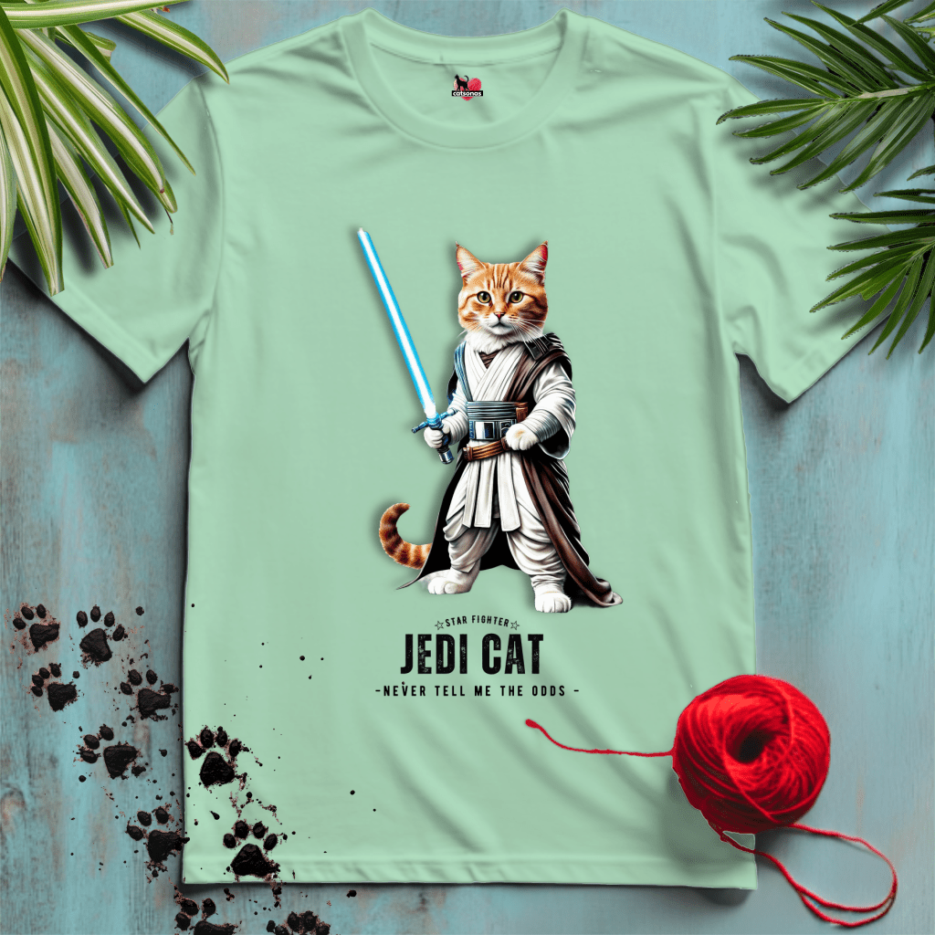 Printify T-Shirt Mint Green / XL JEDI-CAT ✷ MAY-THE-PAWS | Sci-Fi Cats Collection