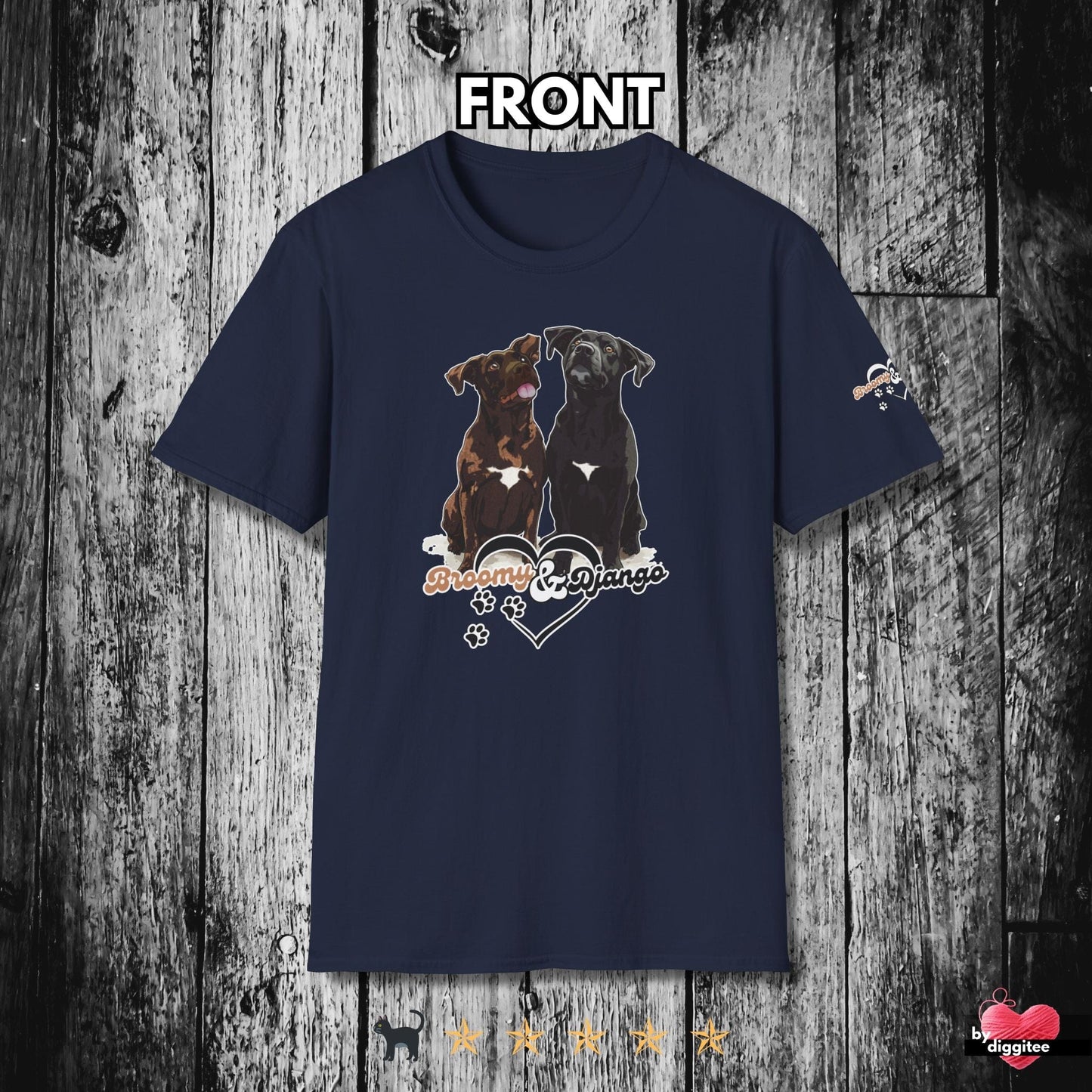 Printify T-Shirt Navy / S Broomy & Django | Best Dogs Ever
