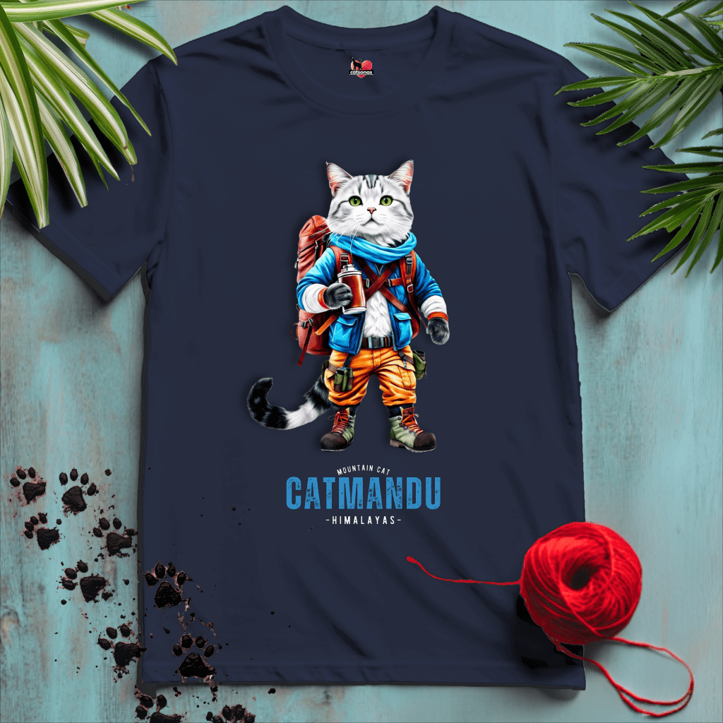 Printify T-Shirt Navy / XL CATMANDU 🏔️ MOUNTAIN-CAT | Adventure Cats Collection