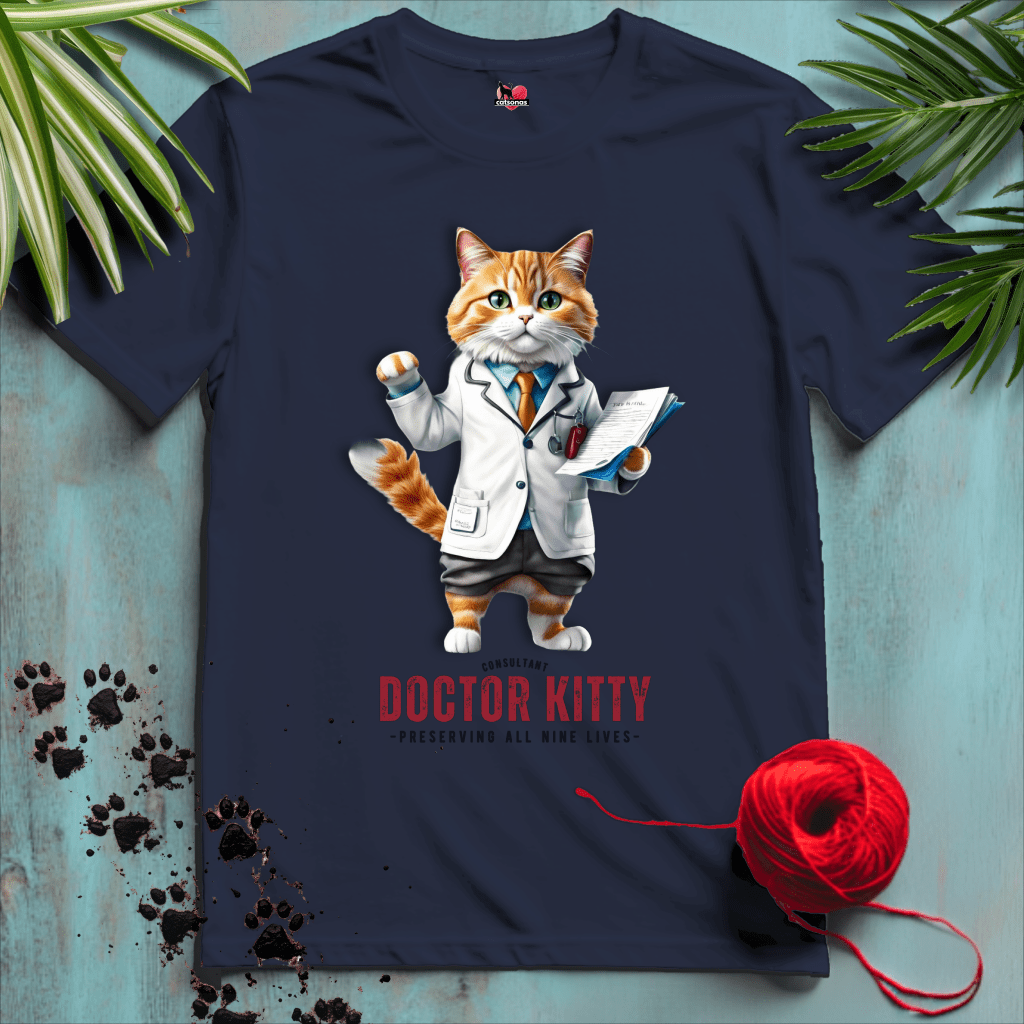 Printify T-Shirt Navy / XL KITTY-DOCTOR 🩺 PHYSICIAN | Healthcare Cats Collection