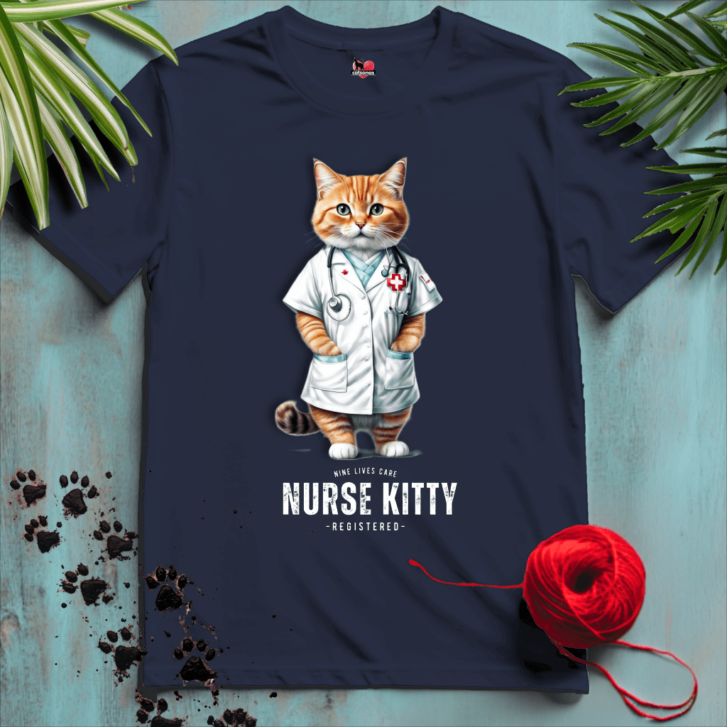 Printify T-Shirt Navy / XL NURSE-KITTY 🩺 NINE-LIVES | Healthcare Cats Collection | REGISTERED