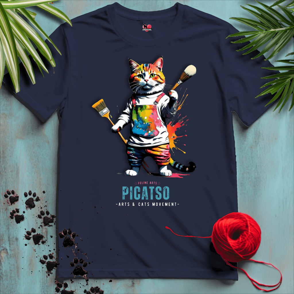 Printify T-Shirt Navy / XL PICATSO 🎨 ARTIST-PAINTER | Artsy Cats Collection