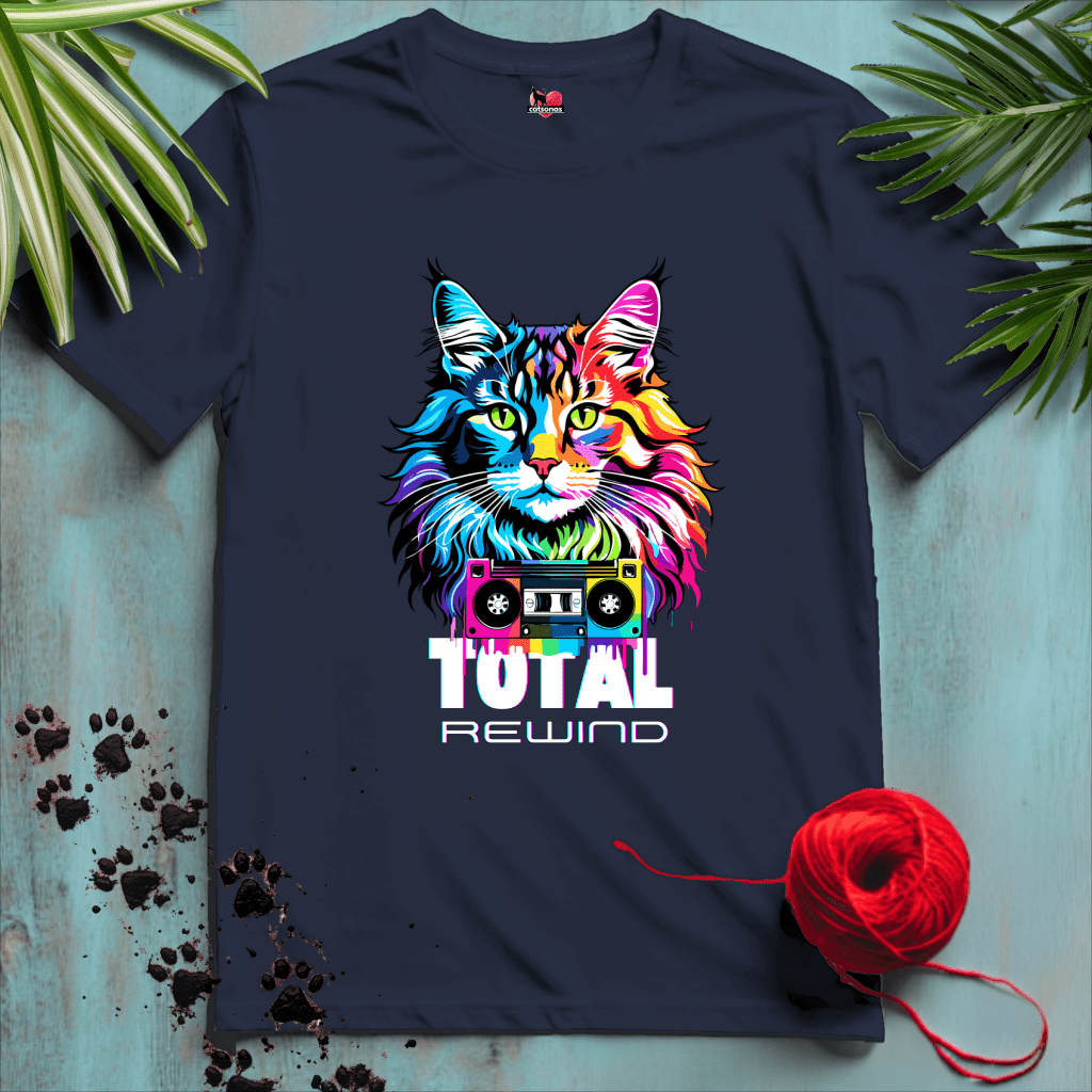 Printify T-Shirt Navy / XL TOTAL-Rewind ๐น MUSIC-POP-ART | Music Cats Collection