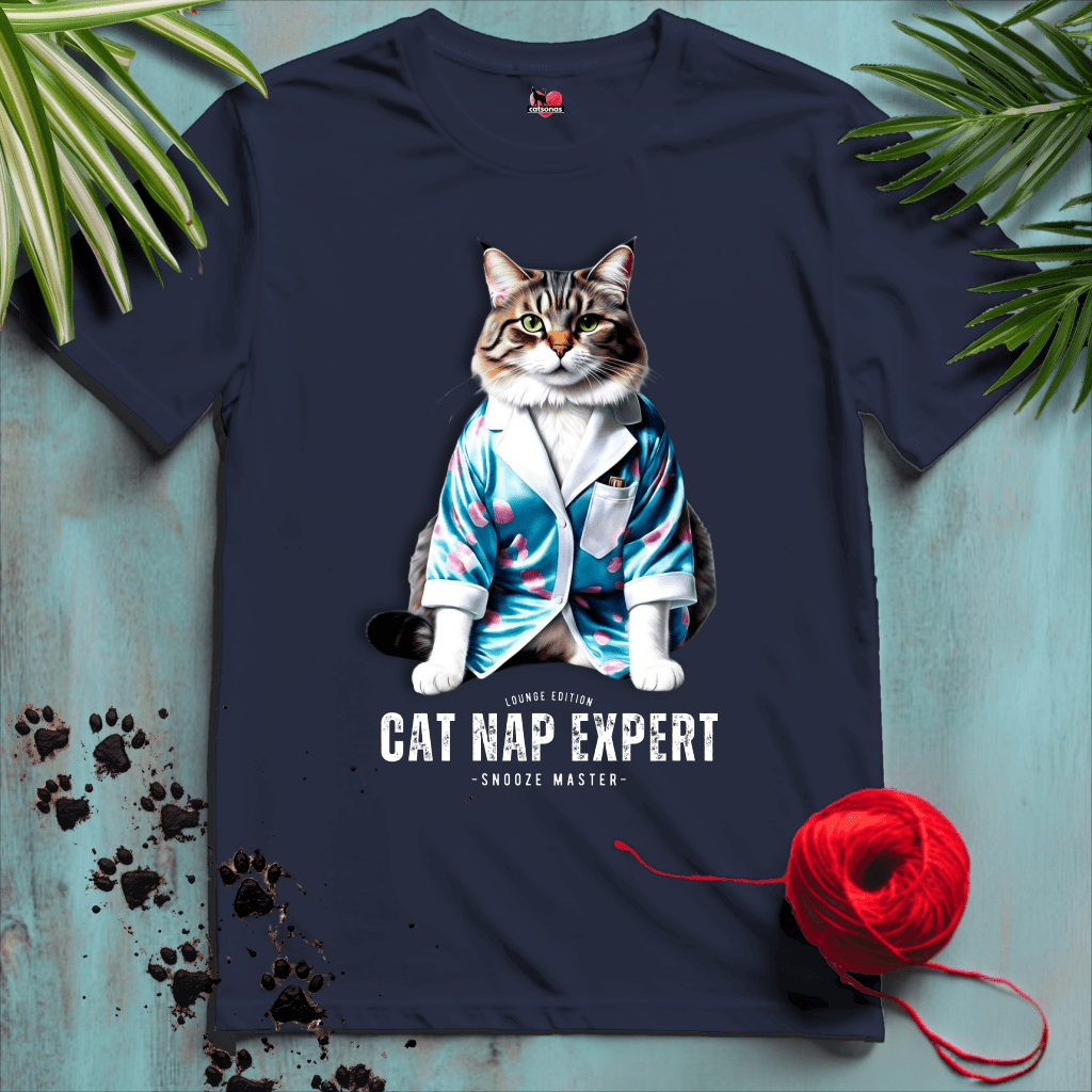Printify T-Shirt Navy / XS CAT-NAP-EXPERT 💤 SLEEP-SNOOZE-NAP |Lifestyle Cats Collection