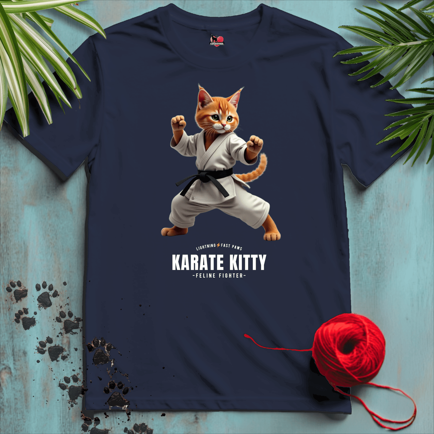 Printify T-Shirt Navy / XS KARATE🥋KITTY T-shirt