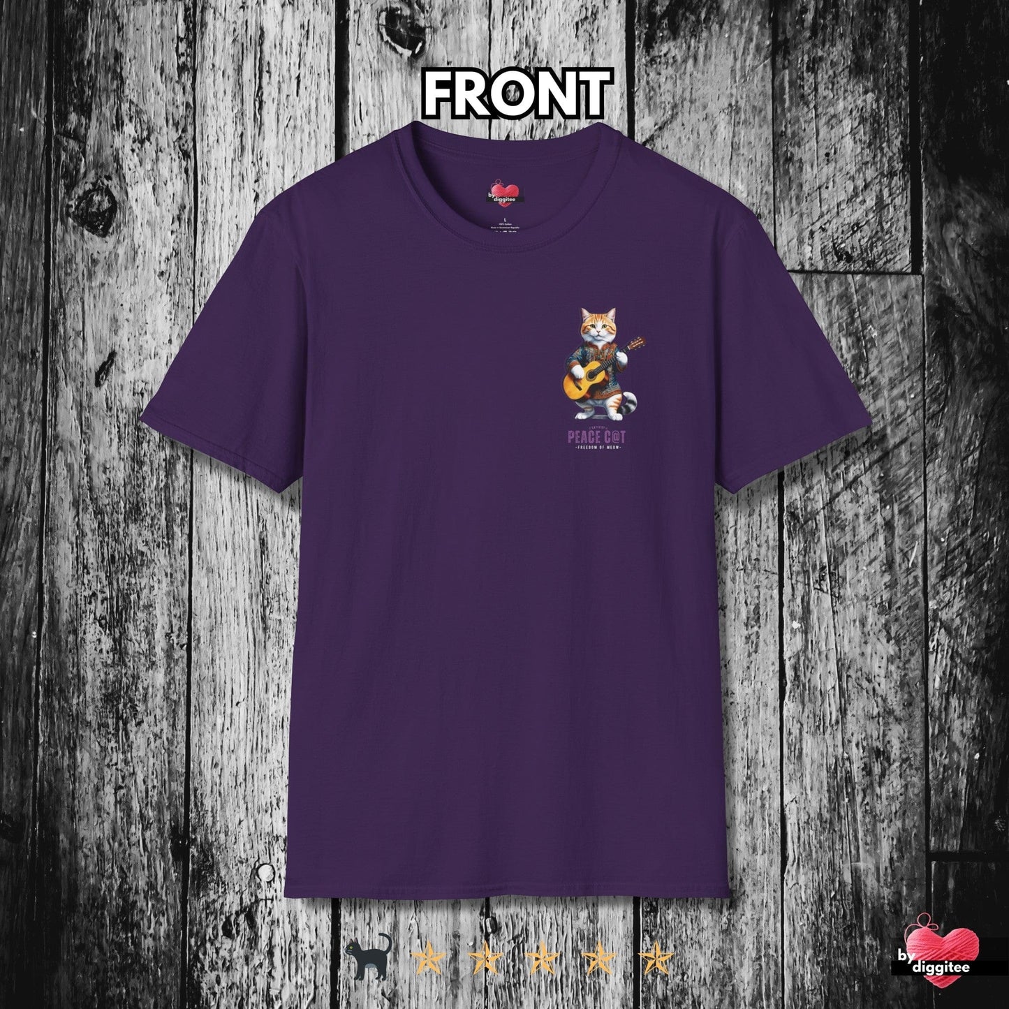 Printify T-Shirt PEACE C@T II ☮️ BACK Print