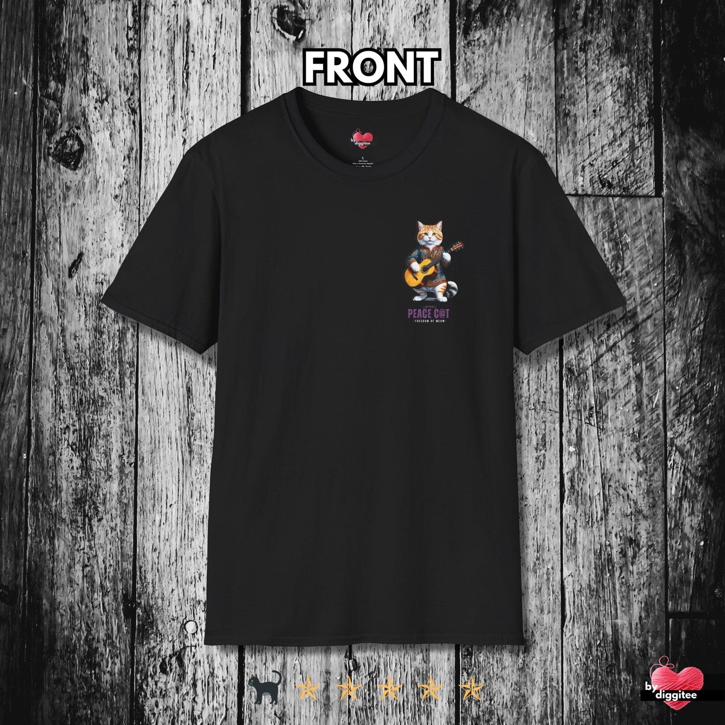 Printify T-Shirt PEACE C@T II ☮️ BACK Print
