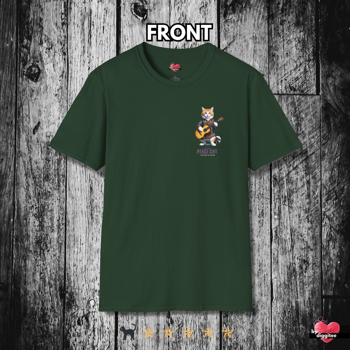 Printify T-Shirt PEACE C@T II ☮️ BACK Print