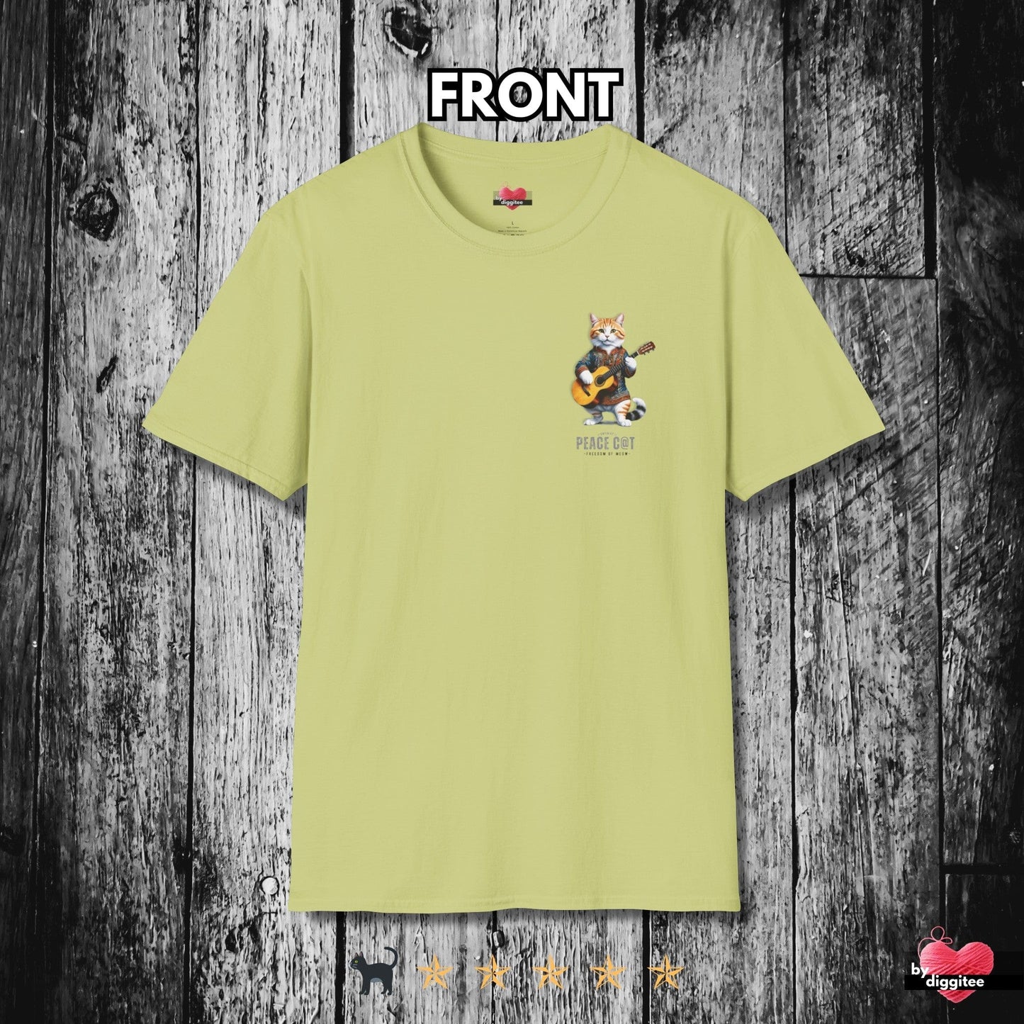 Printify T-Shirt PEACE C@T II ☮️ BACK Print