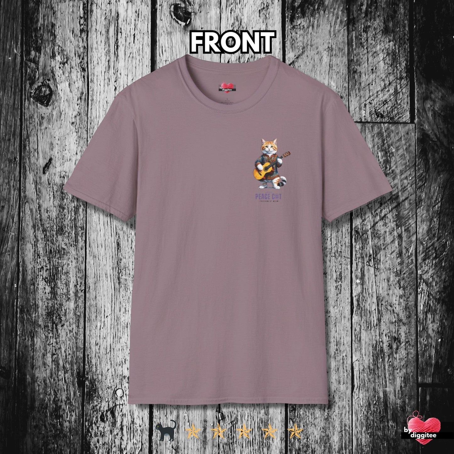 Printify T-Shirt PEACE C@T II ☮️ BACK Print