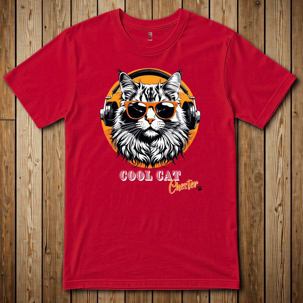 Printify T-Shirt Red / XS Chester The Cool Cat