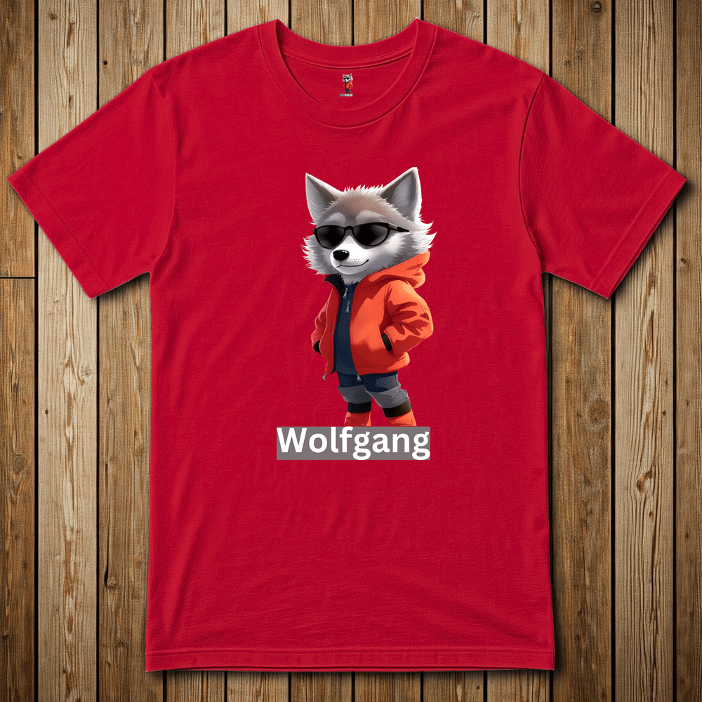 Printify T-Shirt Red / XS Wolfgang The Cat