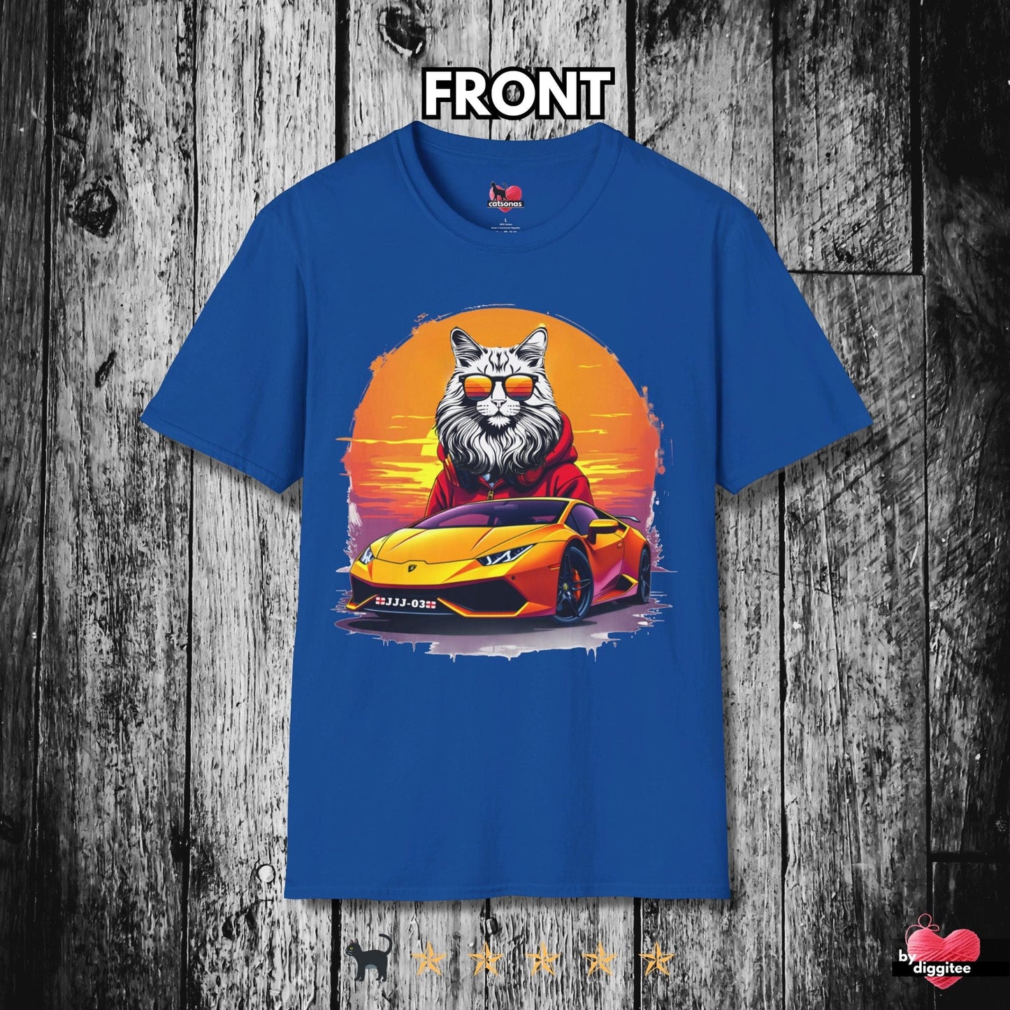 Printify T-Shirt Royal / S 🏴 CUSTOM Cats 🩷 LAMBO DRIVER Gift: JJJ-03