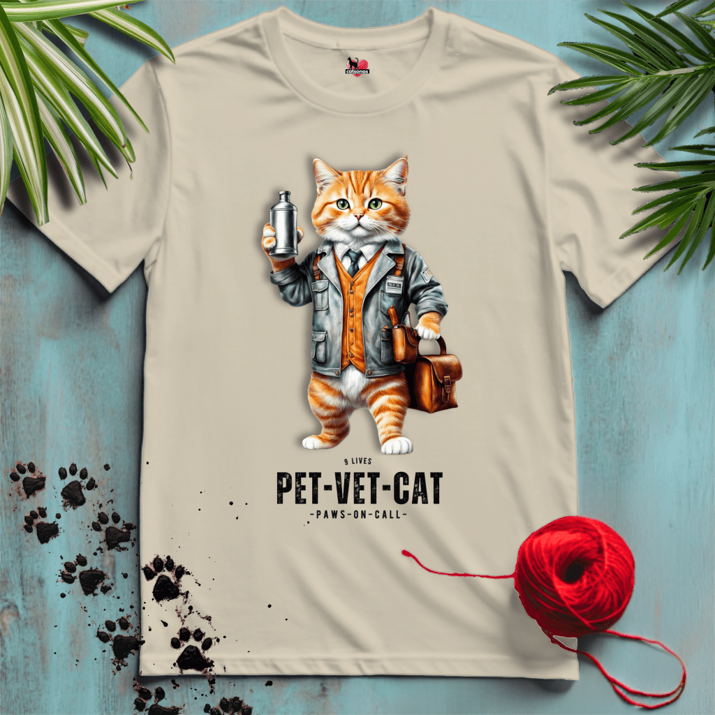 Printify T-Shirt Sand / S PET-VET-CAT ๐ผ ANIMAL-DOCTOR | Healthcare Cats Collection