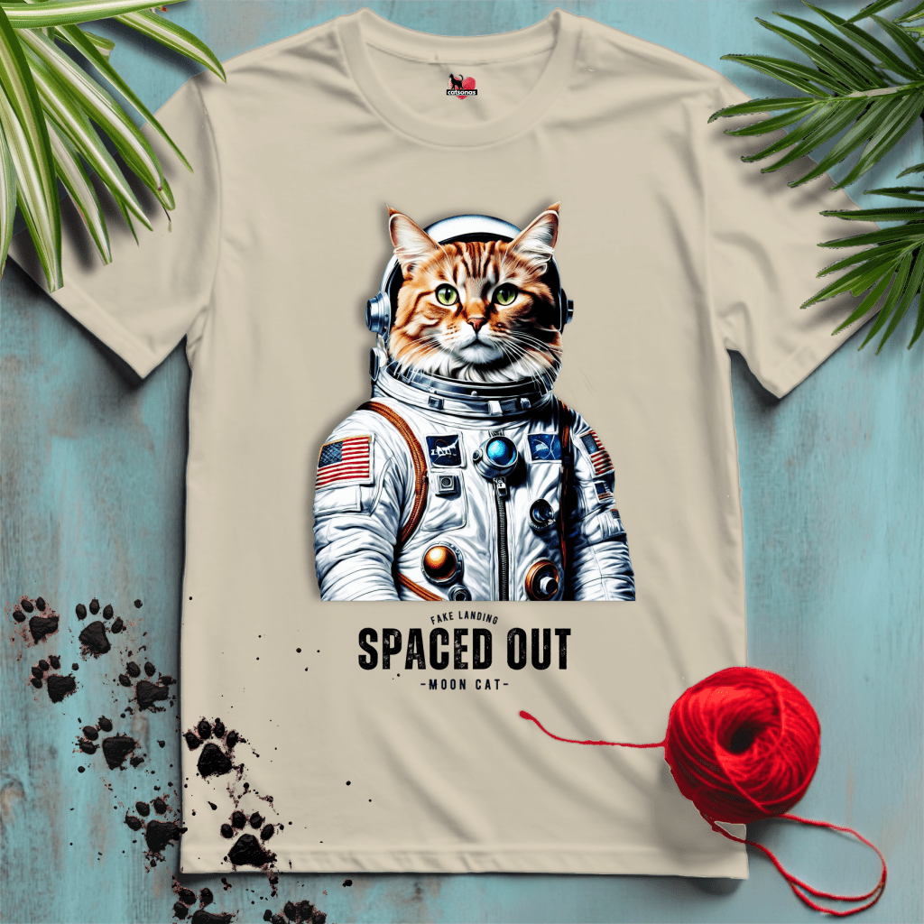Printify T-Shirt Sand / XL ASTRO-CAT 🚀 SPACED-OUT | Funny Cats Collection