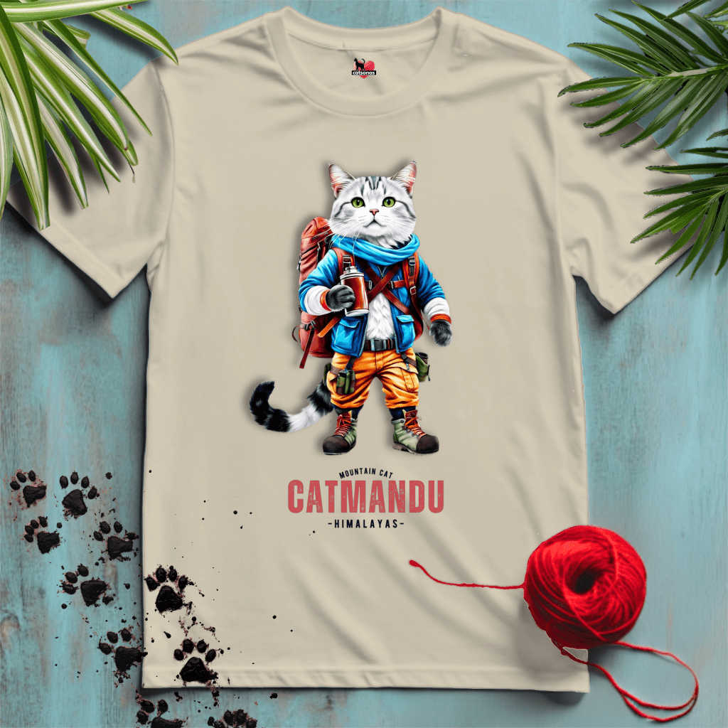 Printify T-Shirt Sand / XL CATMANDU 🏔️ MOUNTAIN-CAT | Adventure Cats Collection