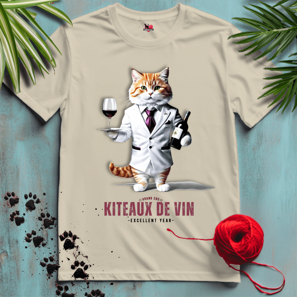 Printify T-Shirt Sand / XL KITEAUX-DE-VIN 🍷 WINE FLIGHT | Lifestyle Cats Collection