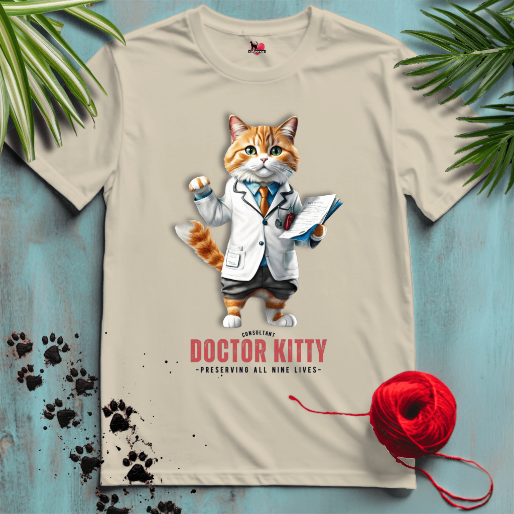 Printify T-Shirt Sand / XL KITTY-DOCTOR 🩺 PHYSICIAN | Healthcare Cats Collection