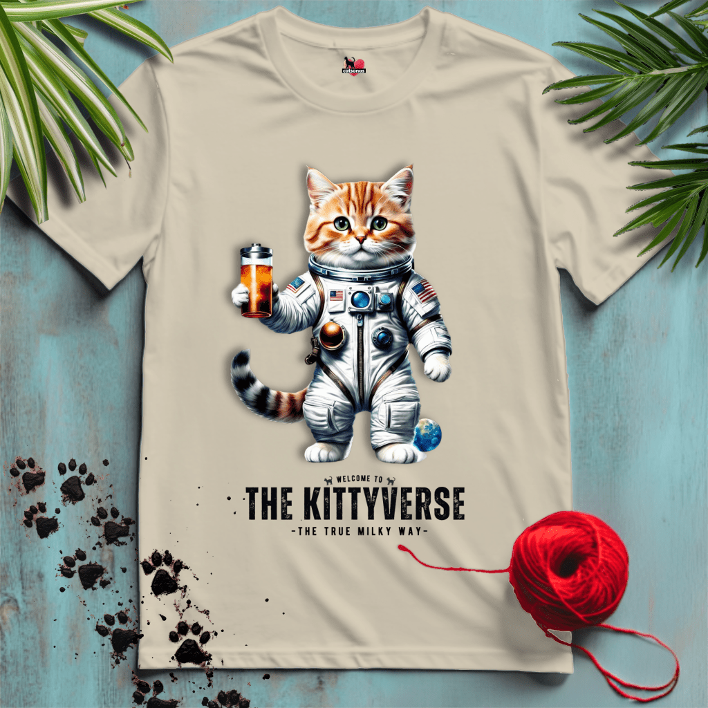 Printify T-Shirt Sand / XL KITTY-VERSE 🚀 SPACE-CAT | Sci-Fi Cats Collection