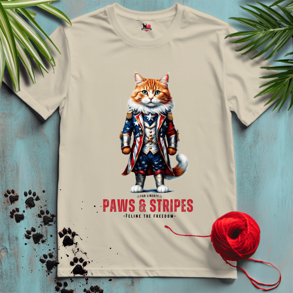 Printify T-Shirt Sand / XL PAWS-AND-STRIPES ๐บ๐ธ PATRIOTIC-CAT | Patriotic Cats Collection