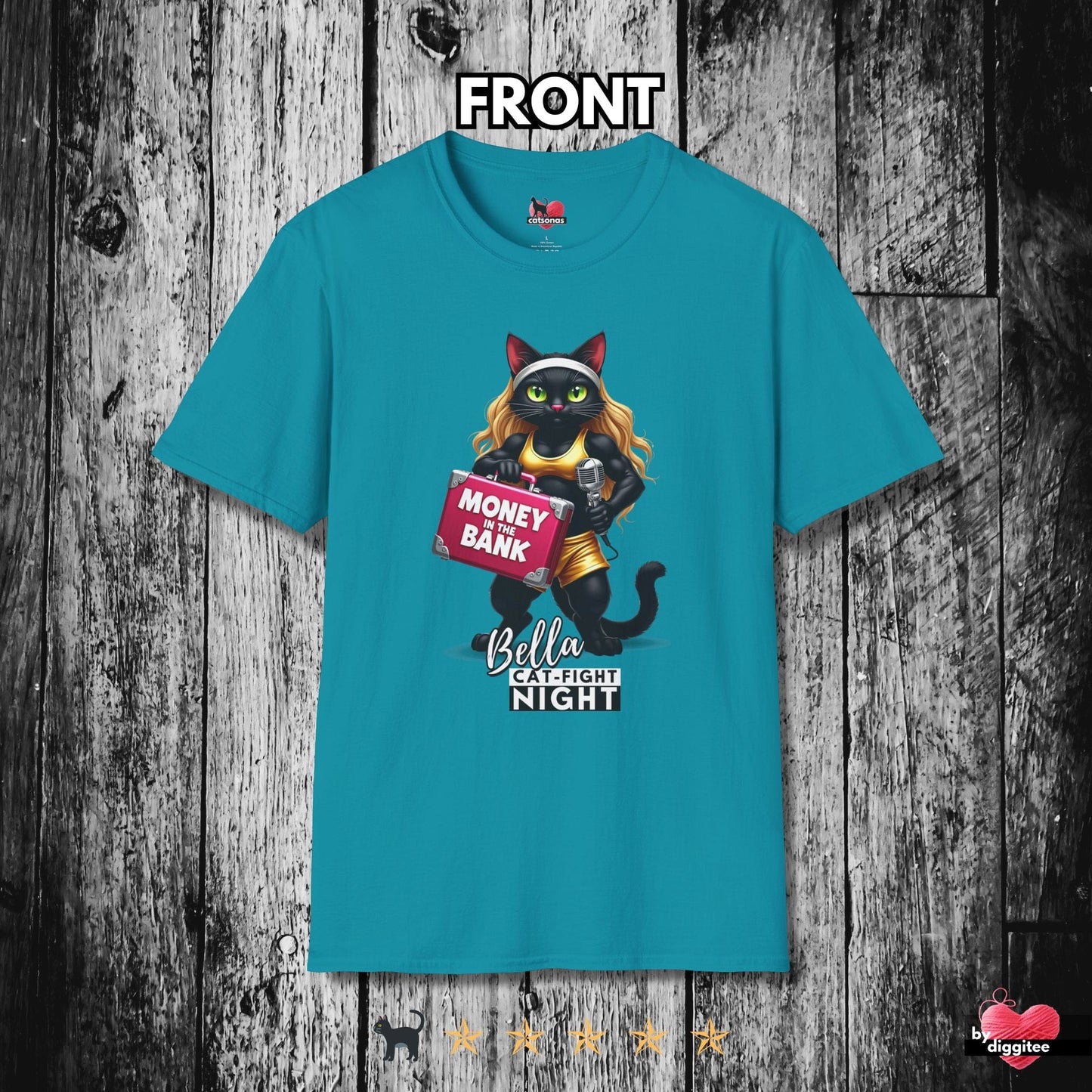 Printify T-Shirt Tropical Blue / XL Bella the Money Cat 🤑 Fight Night T-shirt