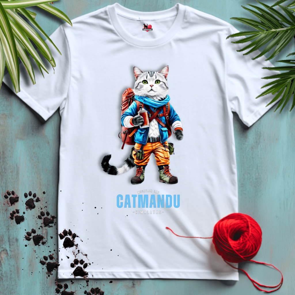 Printify T-Shirt White / XL CATMANDU 🏔️ MOUNTAIN-CAT | Adventure Cats Collection