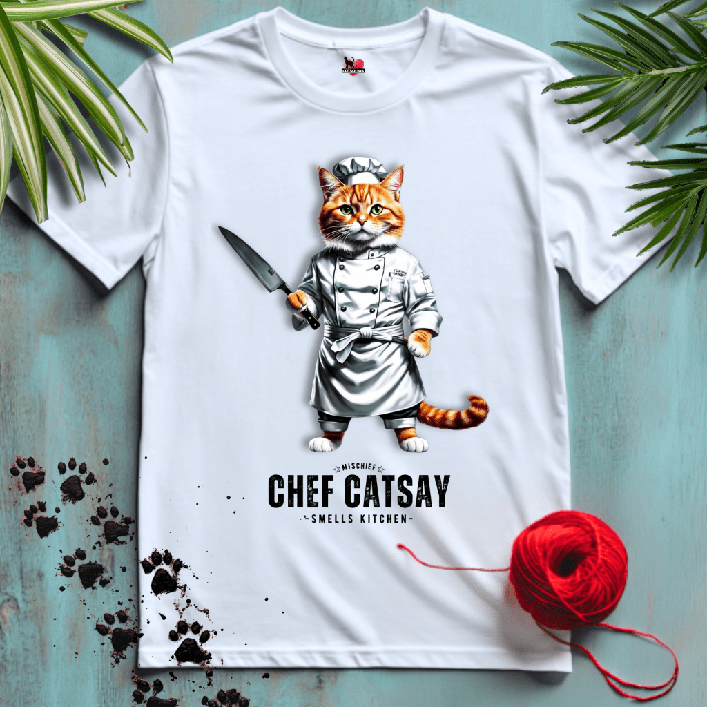 Printify T-Shirt White / XL CHEF-CATSAY 🔪 COOKING-CAT | Lifestyle Cats Collection
