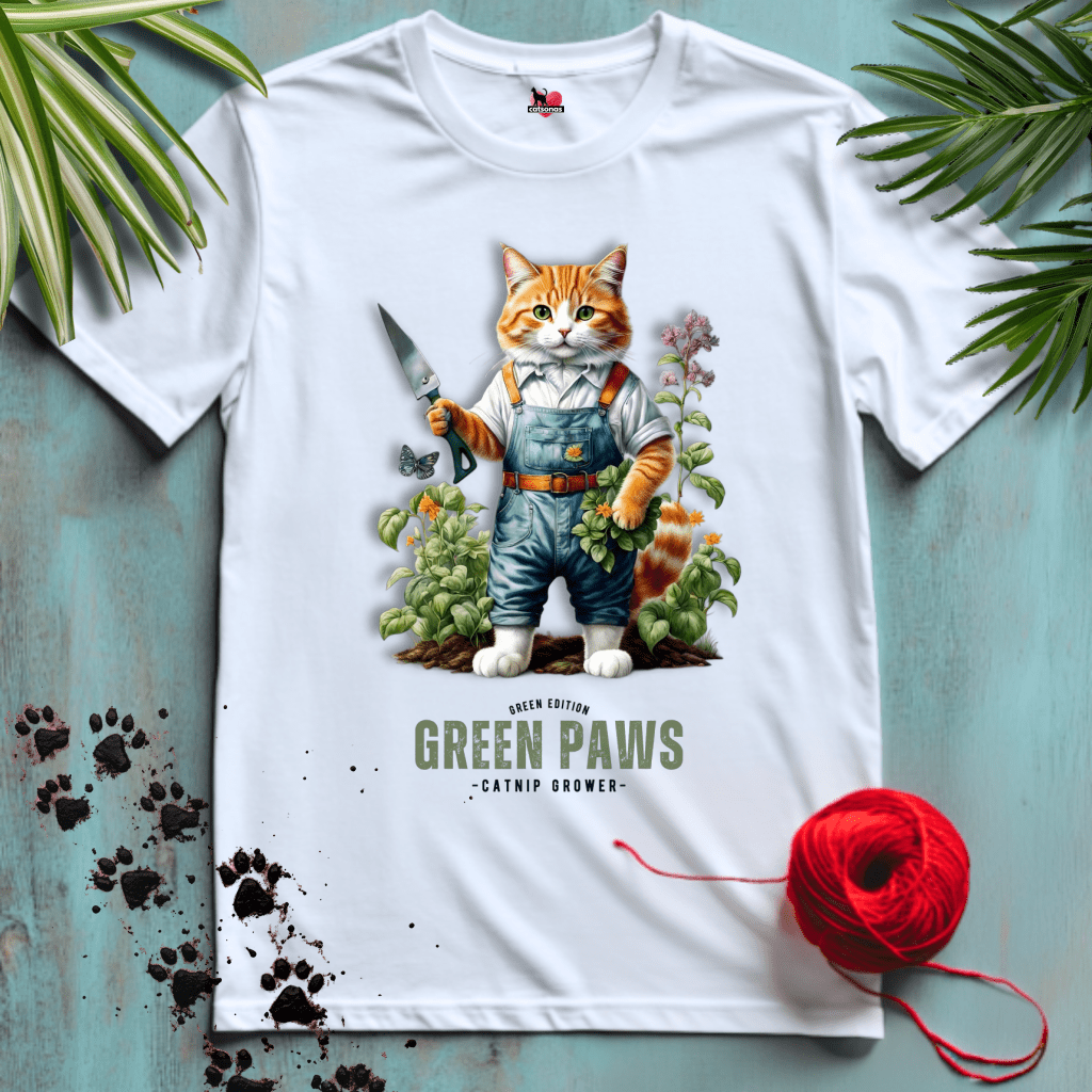 Printify T-Shirt White / XL GREEN-PAWS 🪴 PLANT-LIFE | Lifestyle Cats Collection