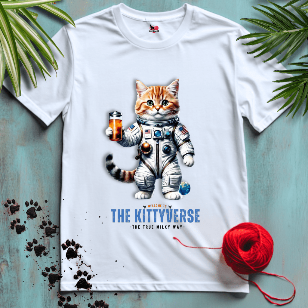 Printify T-Shirt White / XL KITTY-VERSE 🚀 SPACE-CAT | Sci-Fi Cats Collection