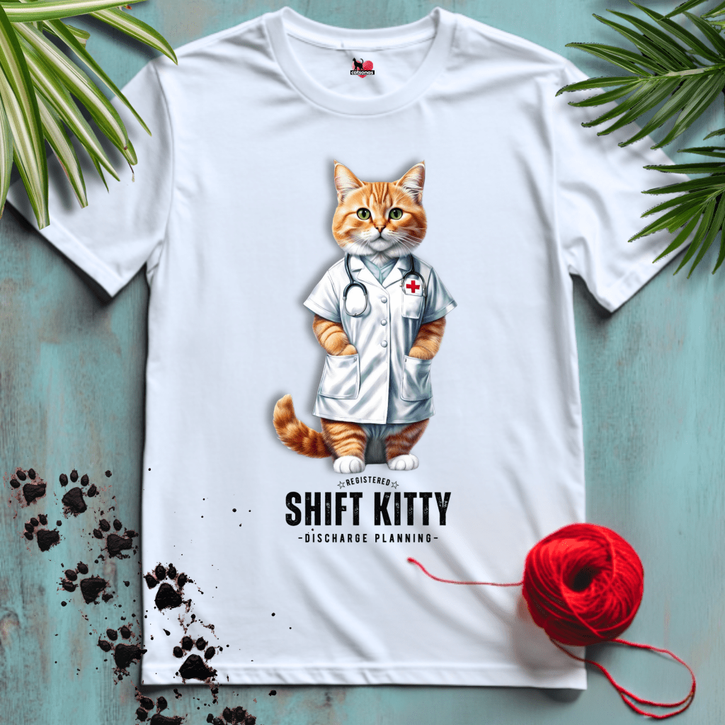 Printify T-Shirt White / XL SHIFT-KITTY 🏥 REGISTERED NURSE | Healthcare Cats Collection
