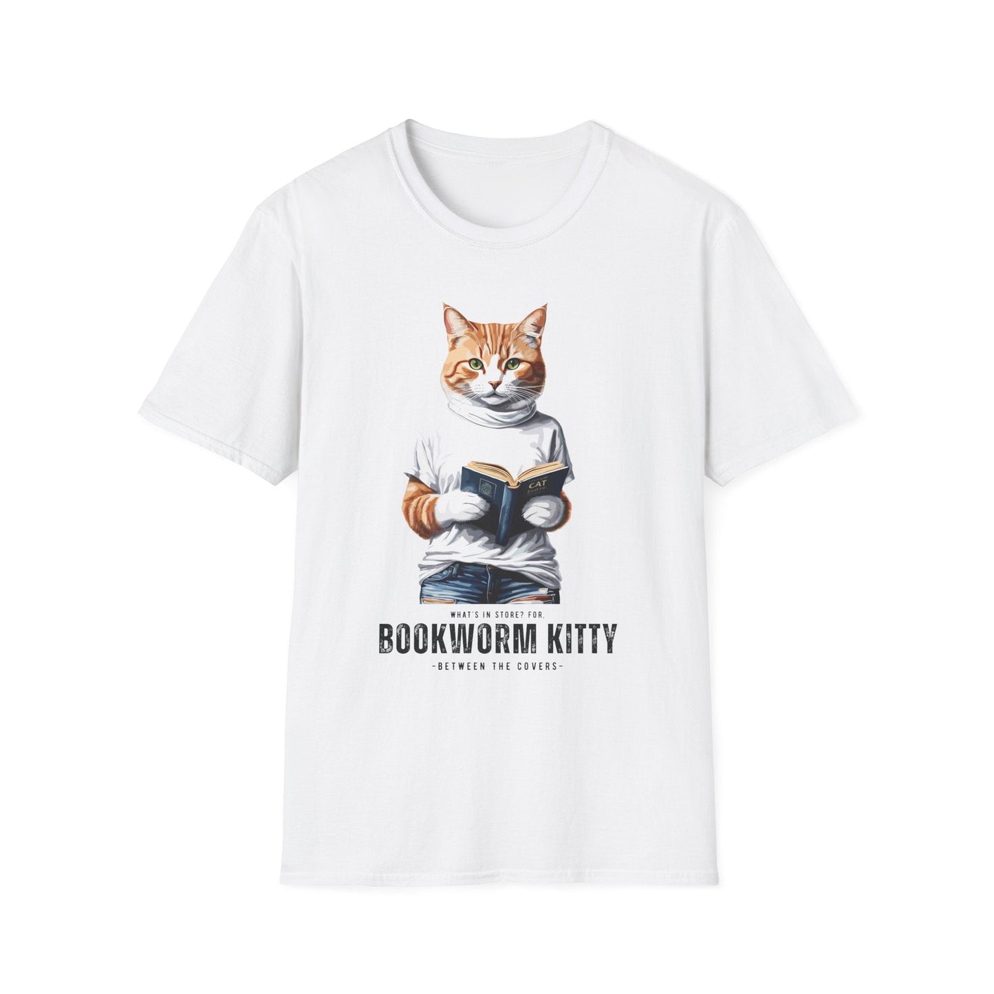 Printify T-Shirt White / XS BOOKWORM-KITTY-WHITE-CATSONAS-READING_1ab6f936-9ca7-437c-ac46-72a8e6012a99