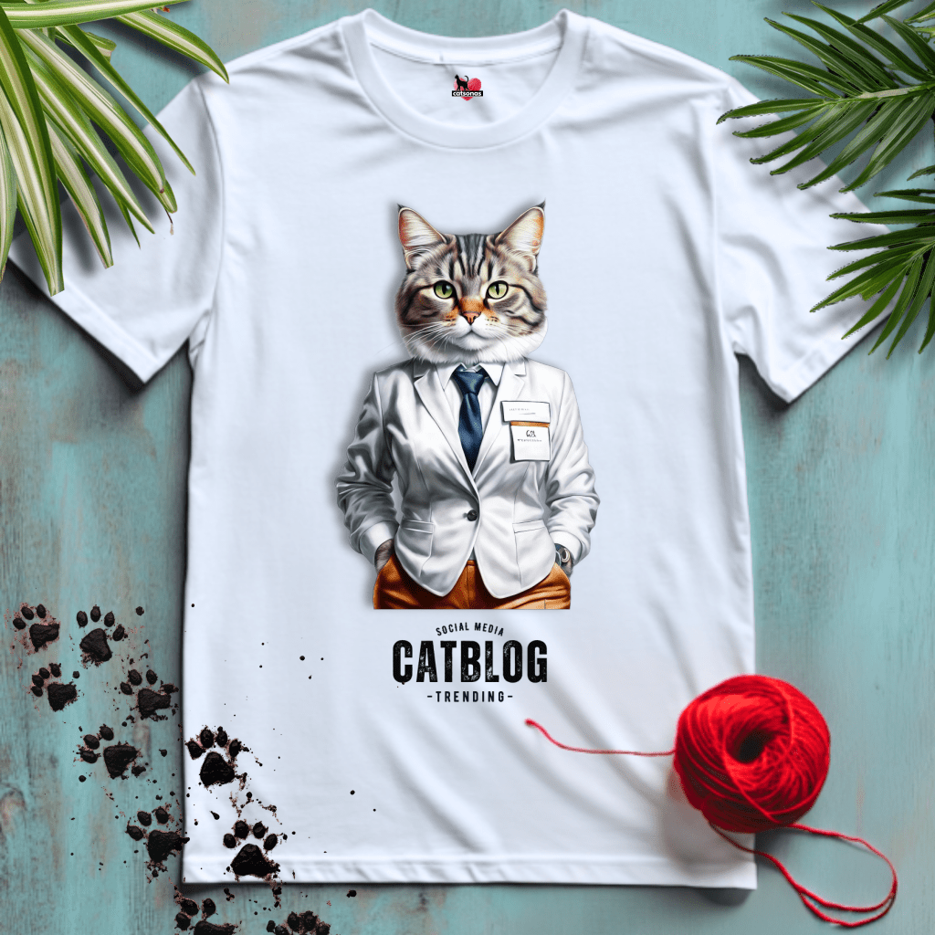 Printify T-Shirt White / XS CAT-BLOGGER 🖊️ SOCIAL-MEDIA | Smart Cats Collection