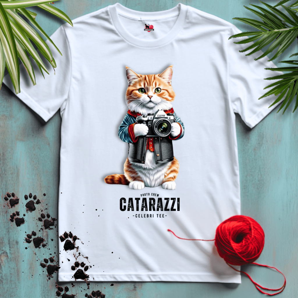 Printify T-Shirt White / XS CATARAZZI ๐ธ PHOTOGRAPHY-CAT | Artsy Cats Collection
