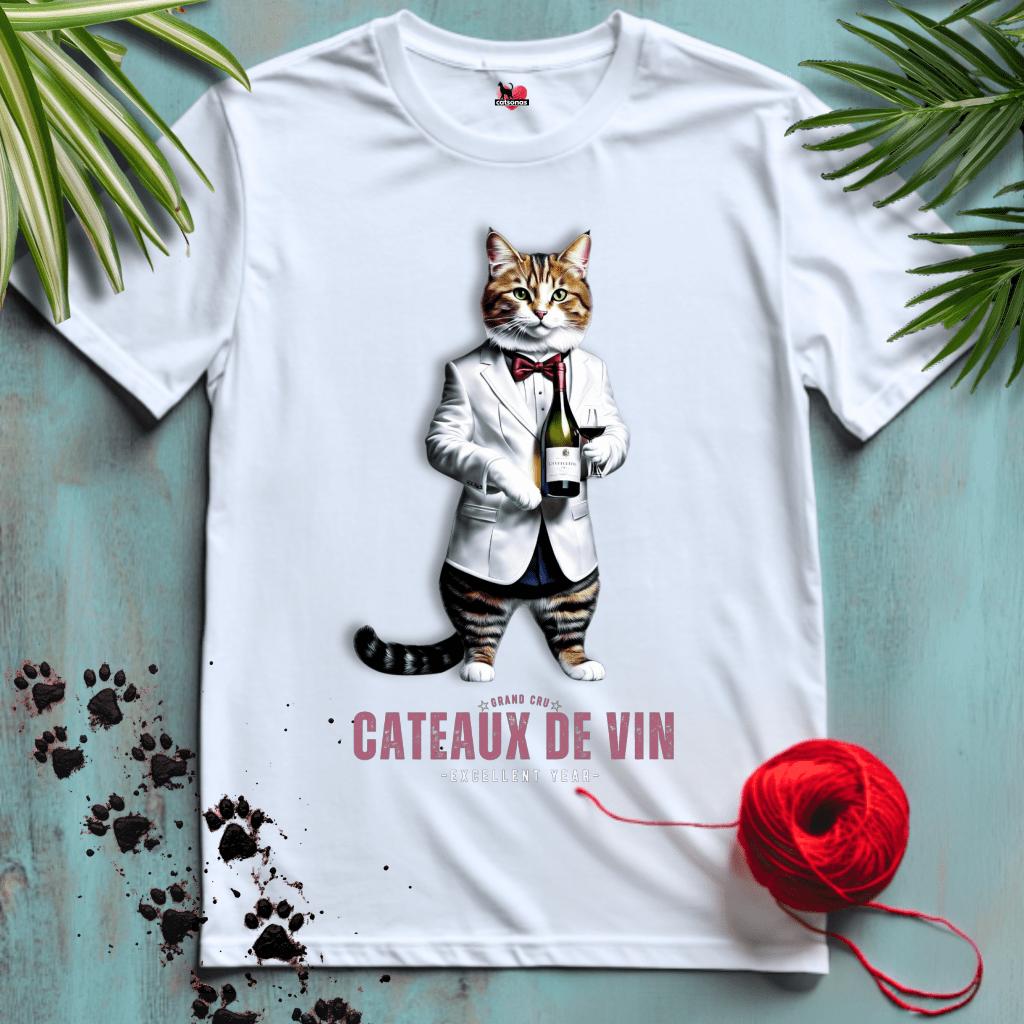 Printify T-Shirt White / XS CATEAUX-DE-VIN 🍷 WINE SOMMELIER CAT | Lifestyle Cats Collection