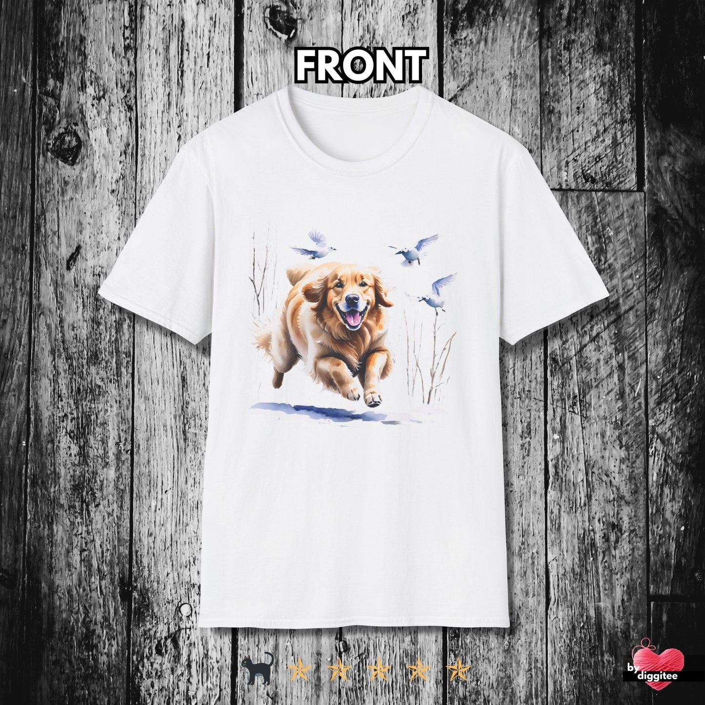 Printify T-Shirt White / XS Golden Retriever Running T-shirt