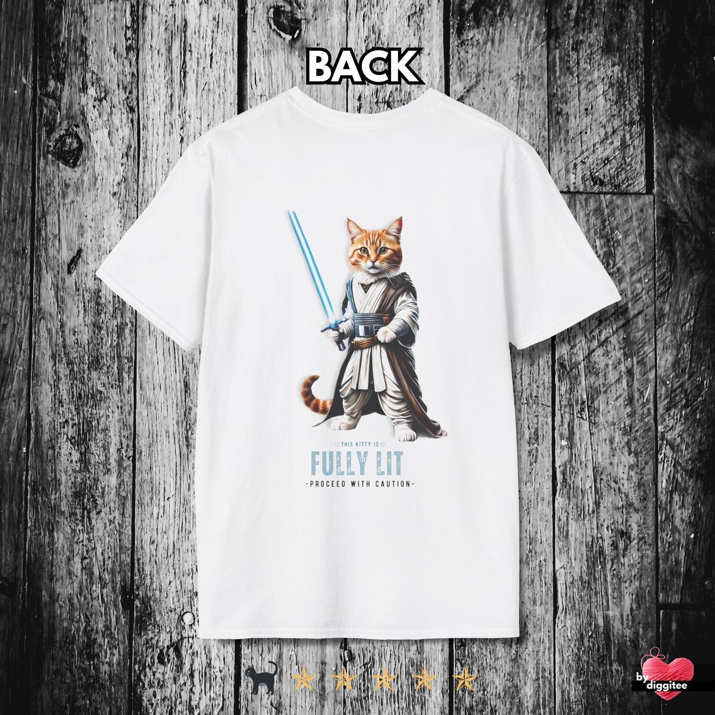 Printify T-Shirt White / XS JEDI CAT II ๐ BACK Print
