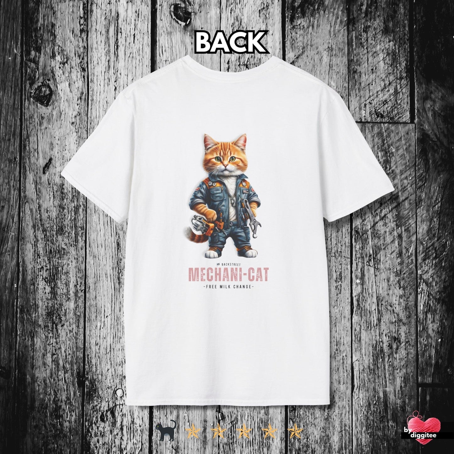 Printify T-Shirt White / XS MECHANI-CAT ๐ง BACK PRINT