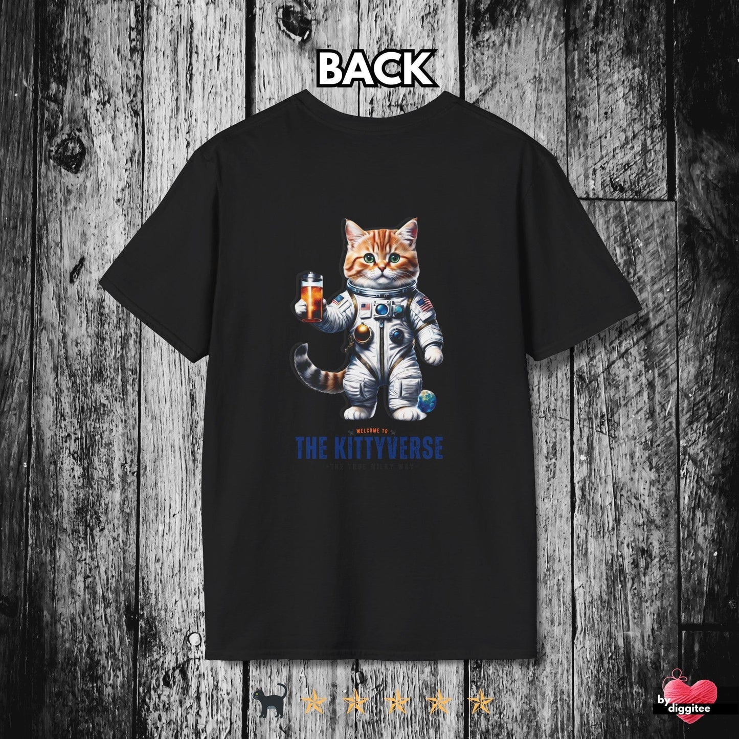 Printify T-Shirts Black / XS KITTY VERSE II 🌎 BACK Print