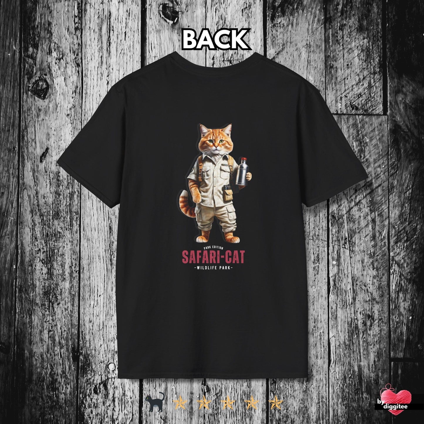 Printify T-Shirts Black / XS SAFARI CAT II ๐ฏ Back Print