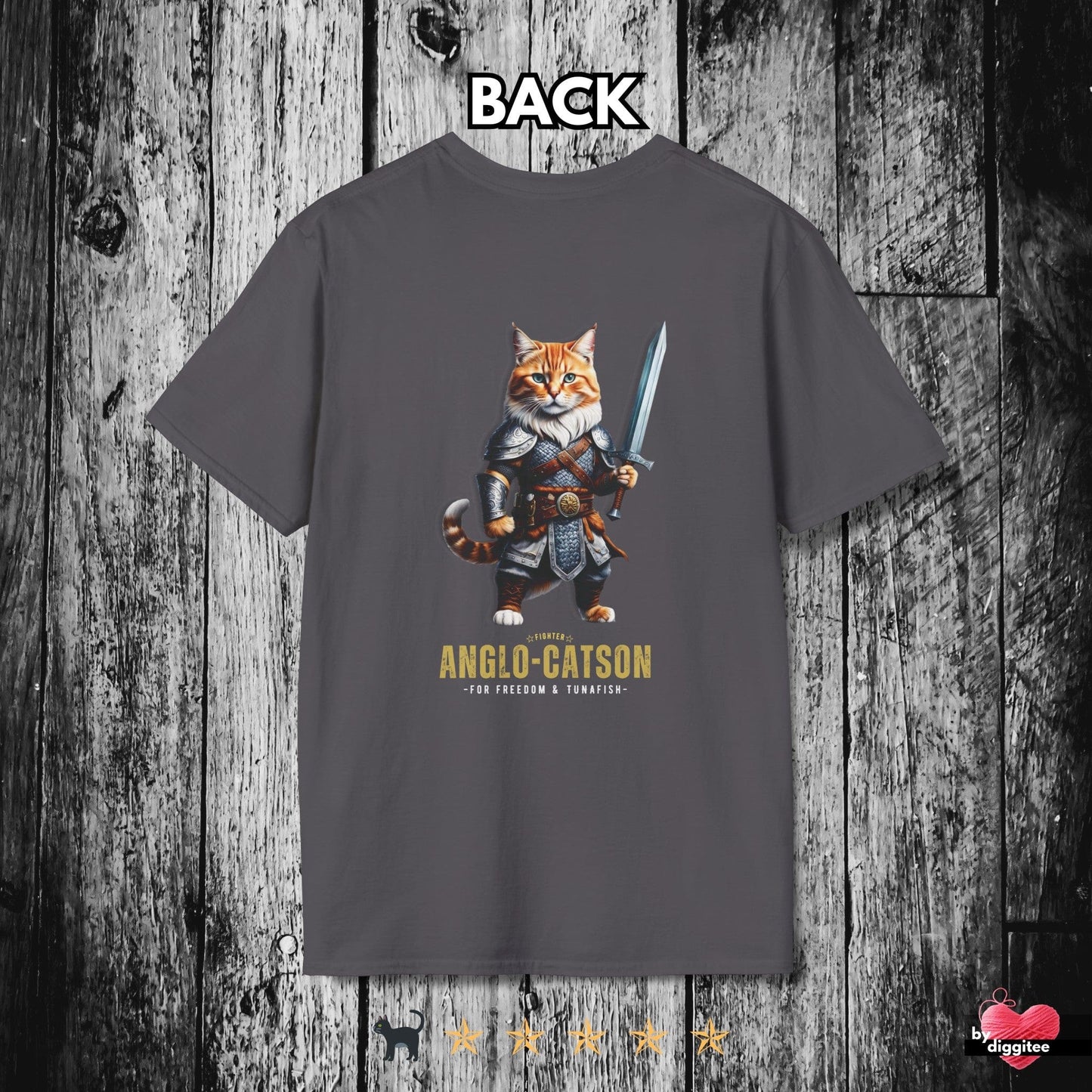 Printify T-Shirts Charcoal / XS ANGLO CATSON II 💪 BACK Print