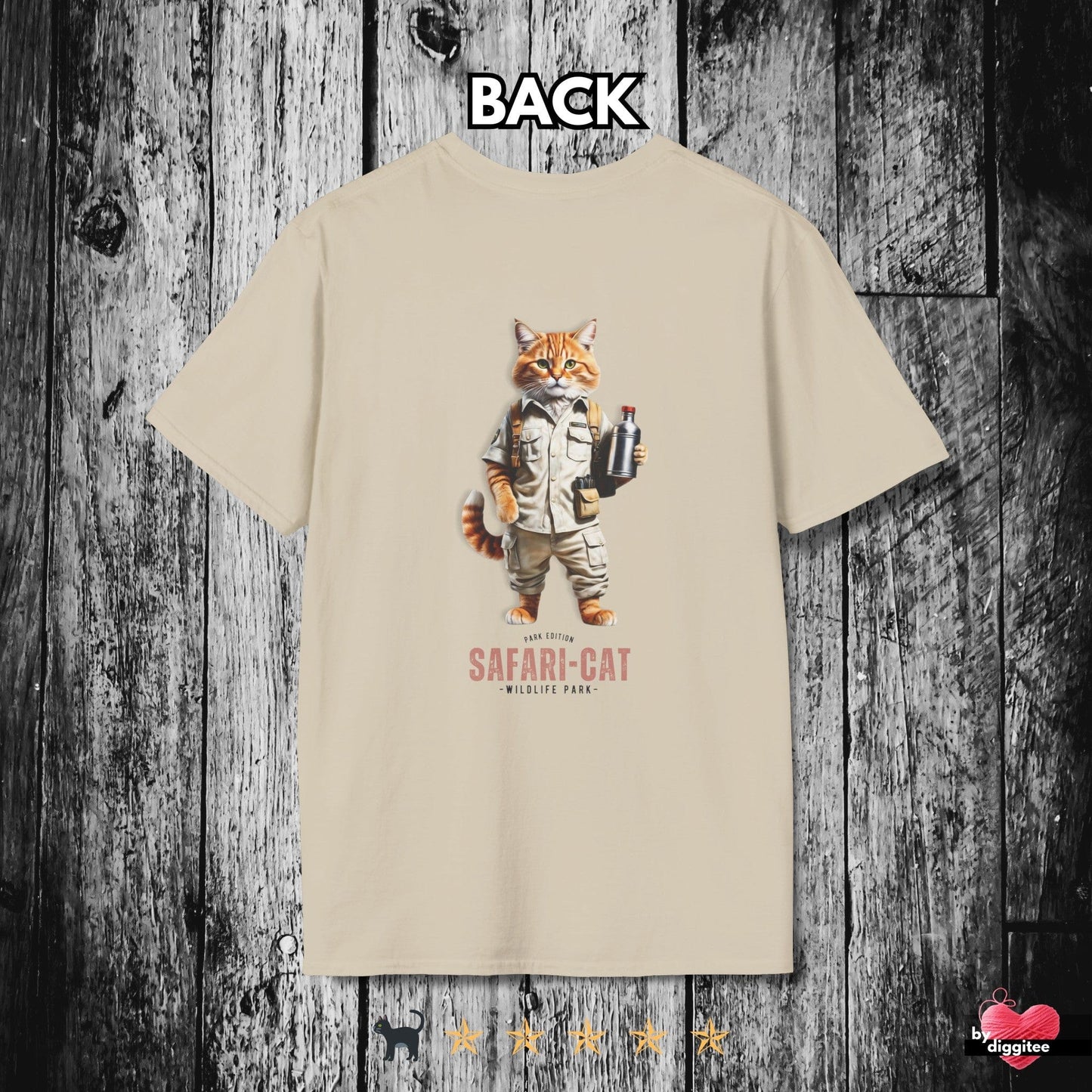 Printify T-Shirts Sand / S SAFARI CAT II ๐ฏ Back Print